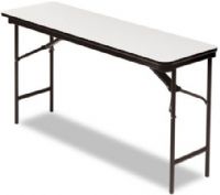Iceberg Enterprises 55277 Premium Wood Laminate Folding Table, Gray finish, wear resistant 3/4½ thick melamine top, Charcoal Leg Color, Size 18 x 60 Inches, Melamine sealed underside to prevent moisture absorption, Full perimeter steel skirt support with plastic corners to protect surface when stacking (ICEBERG55277 ICEBERG-55277 55-277 552-77) 
