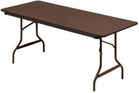 Iceberg Enterprises 55324 Economy Wood Laminate Folding Table 30 x 72 Inches, Walnut finish, wear resistant 5/8 thick melamine top, Brown Leg Color, Melamine sealed underside to prevent moisture absorption, Steel skirt support with plastic corners to protect surface when stacking, 1 diameter steel legs with protective foot cap, Shipping Weight 38 lbs (ICEBERG55324 ICEBERG-55324 55-324 553-24)