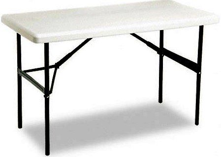 Iceberg Enterprises 65203 IndestrucTable TOO Folding Table, 1200 Series Commercial Grade, Platinum, Size 24 x 48, 600 lbs Capacity, Maximum 29 High, For Commercial/Heavy Duty Environments, Heavy Duty 1 Round Powder Coated Steel Legs, Contemporary Top Design is 2 Thick, Washable, dent and scratch resistant (ICEBERG65203 ICEBERG-65203 65-203 652-03)