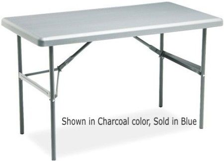 Iceberg Enterprises 65206 IndestrucTable TOO Folding Table, 1200 Series Commercial Grade, Blue, Size 24 x 48, 600 lbs Capacity, Maximum 29 High, For Commercial/Heavy Duty Environments, Heavy Duty 1 Round Powder Coated Steel Legs, Contemporary Top Design is 2 Thick, Washable, dent and scratch resistant (ICEBERG65206 ICEBERG-65206 65-206 652-06)
