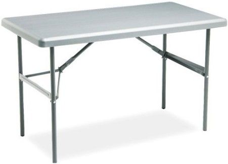 Iceberg Enterprises 65207 IndestrucTable TOO Folding Table, 1200 Series Commercial Grade, Charcoal, Size 24 x 48, 600 lbs Capacity, Maximum 29 High, For Commercial/Heavy Duty Environments, Heavy Duty 1 Round Powder Coated Steel Legs, Contemporary Top Design is 2 Thick, Washable, dent and scratch resistant (ICEBERG65207 ICEBERG-65207 65-207 652-07)