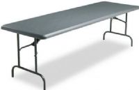 Iceberg Enterprises 65237 IndestrucTable TOO Folding Table, 1200 Series Commercial Grade, Charcoal, Size 30” x 96”, 1200 lbs Capacity, Maximum 29” High, For Commercial/Heavy Duty Environments, Heavy Duty 1” Round Powder Coated Steel Legs, Contemporary Top Design is 2” Thick, Washable (ICEBERG65237 ICEBERG-65237 65-237 652-37) 