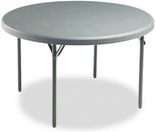 Iceberg Enterprises 65247 IndestrucTable TOO Folding Table, 1200 Series Round, Charcoal, Size 48 Round, 600 lbs Capacity, Maximum 29 High, For Commercial/Heavy Duty Environments, Heavy Duty 1 Round Powder Coated Steel Legs, Contemporary Top Design, Washable, dent and scratch resistant (ICEBERG65247 ICEBERG-65247 65-247 652-47)