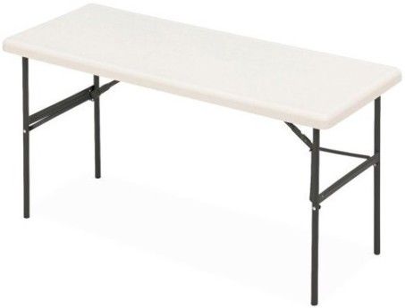 Iceberg Enterprises 65373 IndestrucTable TOO Folding Table, 1200 Series Commercial Grade, Platinum, Size 24 x 60, 600 lbs Capacity, Maximum 29 High, For Commercial/Heavy Duty Environments, Heavy Duty 1 Round Powder Coated Steel Legs, Contemporary Top Design is 2 Thick, Washable, dent and scratch resistant (ICEBERG65373 ICEBERG-65373 65-373 653-73)