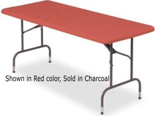 Iceberg Enterprises 65627 IndestrucTable TOO Adjustable Height Folding Table, 1200 Series Commercial Grade, Charcoal, Size 30 x 72, 600 lbs Capacity, Maximum 29 High, For Commercial/Heavy Duty Environments, Heavy Duty 1 Round Powder Coated Steel Legs, Contemporary Top Design, Washable, dent and scratch resistant (ICEBERG65627 ICEBERG-65627 65-627 656-27)