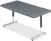 Iceberg Enterprises 65727 IndestrucTable TOO Adjustable Height Utility Table, Charcoal, Size 30” x 60”, Height adjusts from 21” to 31”, Constructed of blow molded high density polyethylene and are durable, dent and scratch resistant, and washable, Base is constructed of 1” x 2” steel tube and is powder coated, 300 lbs. weight capacity (ICEBERG65727 ICEBERG-65727 65-727 657-27) 