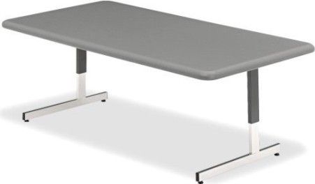 Iceberg Enterprises 65737 IndestrucTable TOO Adjustable Height Utility Table, Charcoal, Size 24 x 48, Height adjusts from 21 to 31, Constructed of blow molded high density polyethylene and are durable, dent and scratch resistant, and washable, Base is constructed of 1 x 2 steel tube and is powder coated, 300 lbs. weight capacity, UPC 674785657379 (ICEBERG65737 ICEBERG-65737 65-737 657-37)