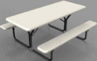 Iceberg Enterprises 65923 IndestrucTable TOO Picnic Table, 1200 Series Commercial Grade, Platinum, Size 72”, 600 lbs Capacity, Maximum 29” High, For Commercial/Heavy Duty Environments, Heavy Duty 1” Round Powder Coated Steel Legs, Contemporary Top Design is 2” Thick, Washable, dent and scratch resistant, Top is constructed of durable (ICEBERG65923 ICEBERG-65923 65-923 659-23) 