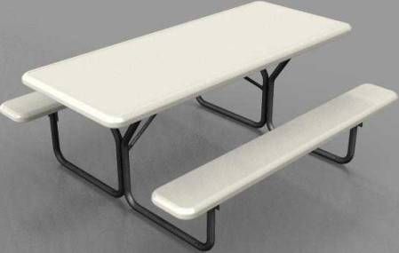Iceberg Enterprises 65923 IndestrucTable TOO Picnic Table, 1200 Series Commercial Grade, Platinum, Size 72, 600 lbs Capacity, Maximum 29 High, For Commercial/Heavy Duty Environments, Heavy Duty 1 Round Powder Coated Steel Legs, Contemporary Top Design is 2 Thick, Washable, dent and scratch resistant, Top is constructed of durable (ICEBERG65923 ICEBERG-65923 65-923 659-23)
