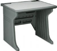Iceberg Enterprises 92202 Aspira 34" Desk, Charcoal, Constructed of Blow Molded High Density Polyethelene, Highly Durable Surface, Resists Scratches, Dents and Chips, Ergonomically Designed, Cable management and integrated grommets included with each desk, Reversible inlay provides smooth writing surface (ICEBERG92202 ICEBERG-92202 92-202 922-02) 