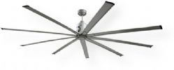 Ventamatic ICF72UPS Indoor Metallic Nickel Industrial Ceiling Fan - 72", 6-speed remote control helps you find the perfect comfort setting, 10200 CFM Airflow, Silver Blade Color Family, 120 RPM Motor Speed, 9 Number of Blades, 6" Downrod Length, 31.5" Fan Blade Length, 3.25" Fan Blade Width, 72" Ceiling Fan Width, Nickel Color Family, Standard Mounting Options, Commercial / Residential use, Dry Damp/Wet Rating, UPC 047242642612 (ICF72UPS ICF-72UPS ICF 72UPS) 
