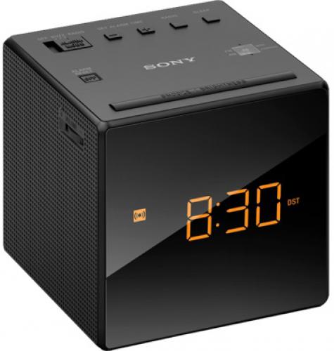 Sony ICFC1BK Alarm Clock with FM/AM Radio; Large, easy to read LCD display; Gradual wake alarm; Adjustable brightness control; Enjoy FM/AM radio programming; Programmable sleep timer; Snooze button; Speaker Output : 100 mW (at 10% harmonic distortion); Clock : 12-hour system; Color : Black; Snooze w/Extendable Snooze : Extendable Snooze System-set from 10 to 60 minutes; UPC 027242872288 (ICFC1BK ICFC1BK)