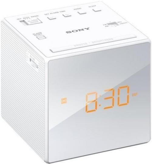 Sony ICF-C1WHITE Clock Radio, White, 100mW power output, LED display, Single alarm setting with radio or buzzer sound, Wake up gently thanks to the progressive alarm volume and extendable snooze functions, Adjustable display brightness for comfortable viewing and automatic daylight saving time adjustment, UPC 027242874862 (ICFC1WHITE ICF C1WHITE ICF-C1 ICFC1WH)