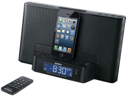 Sony ICF-CS15IPBLKN Clock Dock with Lightning Connector, Black, Works with iPhone 5 iPod touch (5th generation) and iPod nano (7th generation), 3.5W + 3.5W (at 10% harmonic distortion) Speaker Output, 30 Total (20 FM, 10 AM) Station Presets, Frequency Range 150 - 10000 Hz, UPC 027242866065 (ICFCS15IPBLKN ICF CS15IPBLKN ICF-CS15IP-BLKN)