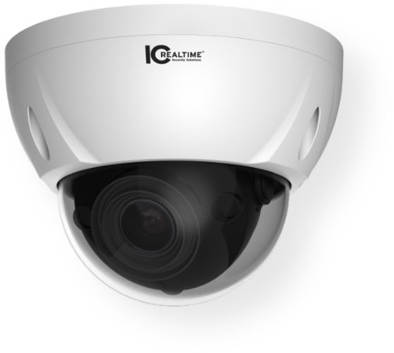 IC Realtime ICIP-D3812SL5 Full Size 3MP IP Vandal Dome Camera; Indoor Outdoor use; Motorized 2.7mm 13.5mm motorized lens; 1/2.8