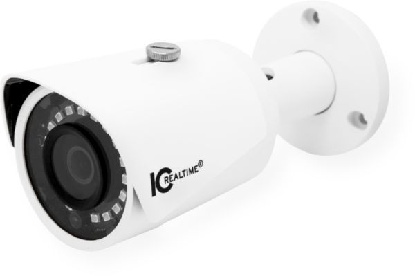 IC Realtime ICIP-B2001-IR Indoor and Outdoor 2MP IP Small Size Bullet Camera; 3.6 mm fixed lens which offers up a 93 degree horizontal field of view; 1/2.7