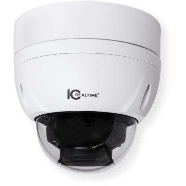 IC Realtime ICIP-D8123-IR Vandal Dome IP Camera 12MP 4K, Indoor and Outdoor Full Size; On top of the sensor sits a 4.1mm to 16.4mm motorized zoom lens which delivers a 105 to 35 degrees of horizontal field of view; 3 high intensity IR illuminators are equipped and yield 164 feet (50 meters) of IR distance (ICIPD8123IR ICIPD-8123IR ICIP-D8123IR ICREALTIME-ICIPD8123IR ICREALTIME-ICIP-D8123-IR ICREALTIME-ICIP-D8123IR)