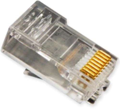 ICC ICMP8P8C5E Telephone Plug, 8P8C, CAT 5e Stranded, 100-Pack, Designed for 8-position and 8-conductor, stranded wires, round CAT 5e UPT cables, Ideal for customization of patch cords for voice or data applications (ICM-P8P8C5E ICM-P8P8-C5E ICMP8P8-C5E)