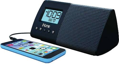 iHome IHM46BC Portable USB Charging Dual Alarm Clock Speaker System, Black, Dual alarms with 2 alarm tones, Operates on 4 AA batteries or included 100V240V universal AC adapter, Programmable snooze function, Retractable 3.5mm aux cable, Gradual wake, 12/24 hour time display modes, Adjustable display dimmer, SureAlarm battery backup maintains settings during power interruption, UPC 047532907759 (IHM-46BC IHM 46BC IHM46-BC IHM46 BC)
