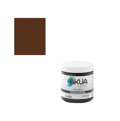 Akua IIBU2 Intaglio Printmaking Ink 2 oz Burnt Umber; Developed to deliver brilliant colors, intense blacks, and unmatched working properties; Inks only dry through absorption, so they will not dry on the printing plate or skin in the jar; Clean up easily with soap and water; Ideal for intaglio/etching, monotype, relief and collagraph printmaking; Can be used with Akua Liquid Pigment and Modifiers; 2 oz; Burnt Umber; UPC 853005003343 (AKUAIIBU2 AKUA-IIBU2 INTAGLIO-IIBU2 ARTWORK PRINTMAKING)