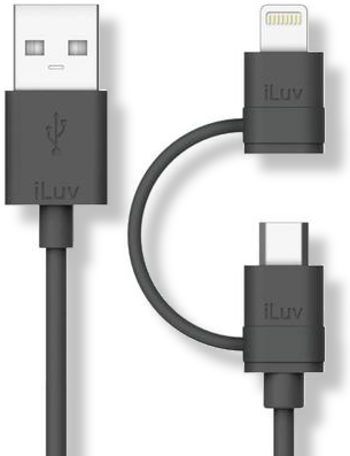 iLuv ICB267BLK Lightning Cable with Micro USB, Black Color; Charge and Sync; Durable connector and cord; Support fast charging and data transfer; Dimensions 3 feet length; Weight 0.2 lbs; UPC ILUVICB267BLK (ILUV-ICB267BLK ILUV ICB267BLK ILUVICB267BLK)