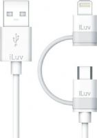 iLuv ICB267WHT Lightning Cable with Micro USB, White Color; Charge and Sync; Durable connector and cord; Support fast charging and data transfer; Dimensions 3 feet length; Weight 0.2 lbs; UPC ILUVICB267WHT (ILUV-ICB267WHT ILUV ICB267WHT ILUVICB267WHT) 