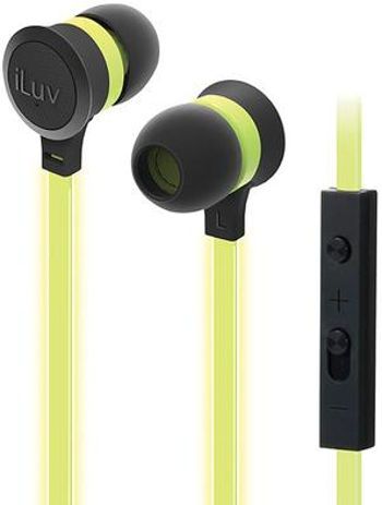 iLuv NEONGLOWSGN Neon Glow Talk Earphones, Green Color; Glows In The Dark; Answer Calls and Change Tracks Easily; Outstanding Sound; Built-in microphone and remote for easy hands-free calling and music playback control; Excellent sound quality, noise-isolating earpieces and durable design; 3.5mm audio plug; Weight 0.3 lbs; UPC 639247139343 (ILUV-NEONGLOWSGN ILUV NEONGLOWSGN ILUVNEONGLOWSGN)