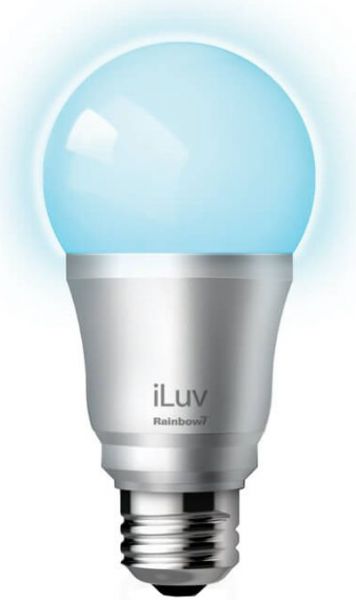 iLuv RAINBOW7UL Rainbow7 Smart Bluetooth, Multicolor Dimmable LED Light Bulb; Lighting At Your Fingertips; A Color for Every Mood; Customize Schedules; Control your lights wirelessly via Bluetooth; Brighter and more energy efficient than a regular 40W incandescent light bulb; With over 16 million lighting colors to choose from; Long lifespan of 20000 hours saves you energy and money; Dimensions 2.4