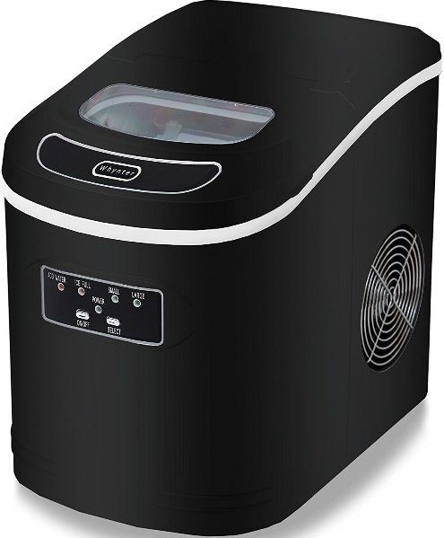 Whynter IMC-270MB Compact Portable Ice Maker, Makes 27 lbs. of bullet-shaped ice cubes in 24 hours, 9 ice cubes every 10 to 15 minutes, 2.2 l manual water reservoir, Stores up to 1.5 lbs. of ice, 2 ice sizes to choose from - small or large, Auto shut-off when ice bin is full, Ice scoop and ice bin, High efficiency CFC-free compressor, Metalic Black Finish, UPC 850956003750 (IMC-270MB IMC 270MB IMC270MB)