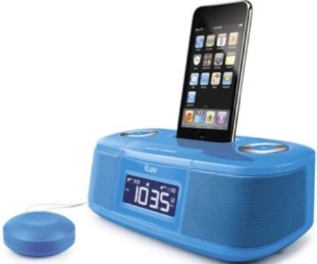 iLuv iMM153BLU Model iMM153 Vibe Dual Alarm Clock with Bed Shaker, Blue, Fits with iPod touch (1st, 2nd, 3rd, and 4th generation), iPod classic, iPod nano (1st, 2nd, 3rd, 4th, 5th, and 6th generation), iPod with video, Wake up every morning to bed shaker and your favorite music, Built-in speakers allow you to hear your music with depth and clarity (IMM153-BLU IMM153 BLU IMM-153BLU I-MM153BLU)
