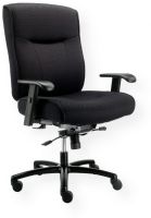 Interion 695489 Center Tilt and Tall Office Chair, Black; High Back; Width and Height Adjustable Arms; Fabric Seat; Knee Tilt Function; 450 lb Weight Capacity; 5 Legged Base with Casters; 3.5: Cushion Thickness; 22.5" Back Width; Dimensions 28"W x 27.5"D x 42"-44.5"H; Weight 70 lb (INTERION695489 INTERION-695489 695489 WB695489 WB-695489) 