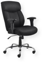 Interion 695617 Big and Tall Executive Chair, Black; High Back; Adjustable Arms; Class 4 Gas Lift; 5 Legged Base with Casters; Tilt Tension Control Knob; Back Lock Option; Supports up to 500 lb; Fabric Seat; Steel Frame; Weight 70 lb (INTERION695617 INTERION-695617 695617 WB695617 WB-695617) 