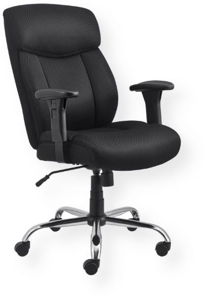 Interion 695617 Big and Tall Executive Chair, Black; High Back; Adjustable Arms; Class 4 Gas Lift; 5 Legged Base with Casters; Tilt Tension Control Knob; Back Lock Option; Supports up to 500 lb; Fabric Seat; Steel Frame; Weight 70 lb (INTERION695617 INTERION-695617 695617 WB695617 WB-695617)