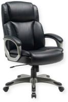 Interion WB695980 Leather Executive Chair, Black; 300 lbs Weight Capacity; Includes Plush 4.33" Thick Seat Cushion; Fixed Armrests; Nylon Frame; 5 Leg Base with Casters; Center Tilt / Synchro Tilt; High Back; BIFMA Certified for 8 to 10-hour Workday; Ships Unassembled (INTERIONWB695980 INTERION-WB695980 WB695980 GLOBAL-INDUSTRIALWB695980 GLOBAL-INDUSTRIAL-WB695980) 