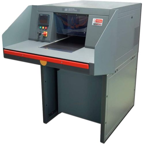 Intimus 655144 Model 16.50, Smartshred Large Industrial Shredder, Feeding Via Conveyor Belt, 500 Millimetre Working Width, Can Shred Up to 550 Sheets at A Time Or Up to 1500 Pounds Per Hour; 500 mm working width, suitable for all standard computer formats; Feeding via conveyor belt; Container is removed from the operator side; Audible 
