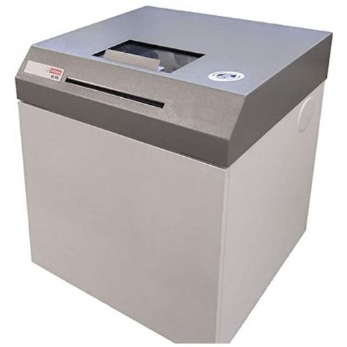 Intimus 333104 Model 85 RX Pharmacy Multipurpose Shredder, 12 inches Paper Feed Opening, Up to 200 Bottles Per Hour, Auto Reverse Anti-jam System, Auto Start/Stop, Quiet 63 dBA Operation, Mounted on Roller; Dual feed slots for paper and plastic pill bottles/bulky items; Destroys items to a final particle size of only 3.6 x 43 mm; Accepts pill bottles up to 16 oz, including caps; Destroy up to 200 bottles per hour; UPC: 011991201000 (INTIMUS333104 INTIMUS 333104 MULTIPURPOSE SHREDDER) 