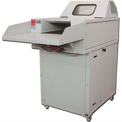 Intimus 698924 Model 14.95 Heavy Duty Document Shredder, 440mm Working Width, Feeding Via Conveyor Belt, Up to 550 Sheets/h, Bin Full Alarm, 200L Collecting Bin, Mounted on Rollers for Flexible Use, 0.24