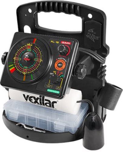 Vexilar IP1212 Model FL-12 Ice ProPack II Locator Flasher with 12 Degree Ice Ducer, High Resolution Display 525 Bits, Power and Sensitivity 400 Watts Peak-to-Peak, Frequency 200 kHz, Super bright LED, Three-color LED display, 10 interference rejection settings, Five depth ranges down to 200 feet plus Low Power range option, UPC 052762100207 (IP-1212 IP 1212 FL12 FL 12)