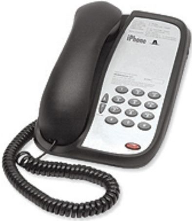Teledex IPN333091 iPhone A100 Single Line Basic Analog Hotel Phone, Black, ExpressNet broadband-ready, EasyTouch voice mail access, Bright message waiting indicator, ADA-compliant volume control with enhanced Sonica hearing aid compatibility, Desk or wall mountable (IPN-333091 IPN 333091 A-100 0iGA103)