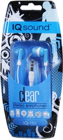 Supersonic IQ-101BLU IQSound Clear Digital Light Weight Stereo Earphones, Blue, High Performance 10mm Drivers for Deep Bass Sound, Frequency Range 20Hz-20KHz, Impedance 32 Ohm, Sensitivity 80dB +/- 5dB, 10mW Max Power Input, 3.5ft. Cord Length, UPC 639131031012 (IQ101BLU IQ-101-BLU IQ-101 BLU IQ101)