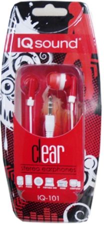 Supersonic IQ-101RED IQSound Clear Digital Light Weight Stereo Earphones, Red, High Performance 10mm Drivers for Deep Bass Sound, Frequency Range 20Hz-20KHz, Impedance 32 Ohm, Sensitivity 80dB +/- 5dB, 10mW Max Power Input, 3.5ft. Cord Length, UPC 639131081017 (IQ101RED IQ-101-RED IQ-101 RED IQ101)