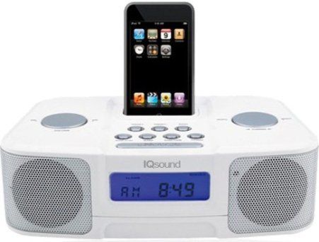 Supersonic IQ1307-WHT IQsound Portable MP3 Speaker with Docking Station, AM/FM & Alarm Clock, White, Slim Compact Design, LCD Digital Display Screen, Digital Read Out AM/FM Radio, Radio Memory Preset Function, Snooze Function, Wake Up To Your MP3, Radio or Buzzer, Dynamic Dual Speakers For Premium Sound (IQ1307WHT IQ1307 WHT IQ-1307 IQ 1307-WHT IQ Sound)