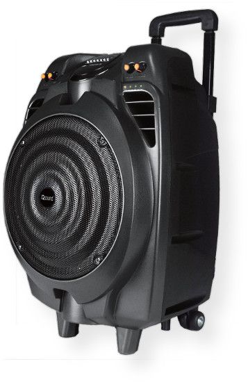 Supersonic IQ3016DJBT Portable Bluetooth DJ Speaker System; Black; 10 full range speaker; USB / SD inputs; Bluetooth; Rechargeable battery; FM radio; 2 microphone inputs; 1 guitar input; Microphone; 4 Ohms; Light up; Built in handle and wheels; 50W total RMS;  90 degree horizontal and 50 degree vertical dispersion;  Remote control; UPC 639131030169 (IQ3016DJBT IQ3016-DJBT IQ3016DJBTSPEAKER IQ3016DJBT-SPEAKER IQ3016DJBTSUPERSONIC IQ3016DJBT-SUPERSONIC)