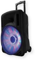 Supersonic IQ3212DJBTBK Portable BT DJ Speaker System; Black; 12" high efficiency woofer; 60W at 4 Ohms; Bluetooth music streaming; USB and MicroSD card support;  FM radio; Moonlight LED lights pulse to music; Rechargeable lithium battery; Volume; Microphone; Volume and echo gain controls; UPC 639131232129 (IQ3212DJBTBK IQ3212-DJBTBK IQ3212DJBTBKSPEAKER IQ3212DJBTBKSPEAKER IQ3212DJBTBKSUPERSONIC IQ3212DJBTBK-SUPERSONIC) 