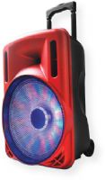 Supersonic IQ3212DJBTRD Portable BT DJ Speaker System; Red; 12" high efficiency woofer; 60W at 4 Ohms; Bluetooth music streaming; USB and MicroSD card support;  FM radio; Moonlight LED lights pulse to music; Rechargeable lithium battery; Volume; Microphone; Volume and echo gain controls; UPC 639131832121 (IQ3212DJBTRD IQ3212DJBTRD IQ3212DJBTRDSPEAKER IQ3212DJBTRDSPEAKER IQ3212DJBTRDSUPERSONIC IQ3212DJBTRD-SUPERSONIC) 