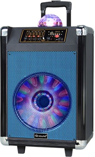 Supersonic IQ-3612DJBTL Portable Bluetooth DJ Speaker with Disco Ball, Blue, 12