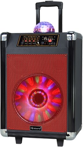 Supersonic IQ-3612DJBTR Portable Bluetooth DJ Speaker with Disco Ball, Red, 12
