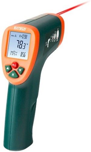 Extech IR270 Non-contact InfraRed Thermometer with Color Alert, 12:1 Distance to Spot (target) Ratio, Take Non-contact Temperature Measurements From -4 to 1202F (-20 to 650C), Max Resolution of 0.1F/C and Basic Accuracy of (1% of Reading + 2F/1C), Built-in Laser Pointer Identifies Target Area with On/Off Button, UPC 793950425657 (IR-270 IR 270)