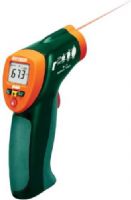 Extech IR400 Mini IR Thermometer, Backlighting illuminates display for taking measurements at night or in areas with low background light levels, Temperature range -4 to 630°F (-20 to 332°C), 8:1 Field of view (distance to target ratio), Built-in laser pointer that identifies target area and improves aim, Automatic Data Hold when trigger released, UPC 793950424001 (IR-400 IR 400) 