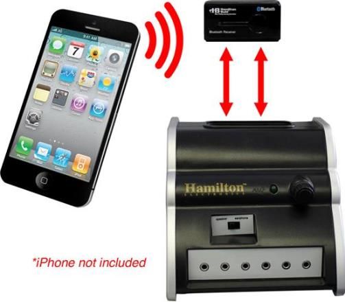 HamiltonBuhl ISD-I5DSD Digital Audio Hub and Bluetooth Wireless Receiver; Power and audio dock for iPod with dock connector and iPhone; 30 pin Apple Connector; 4 Watt RMS amplified speakers (2W/Channel); 6 Headphone jacks with single volume control; 1/8